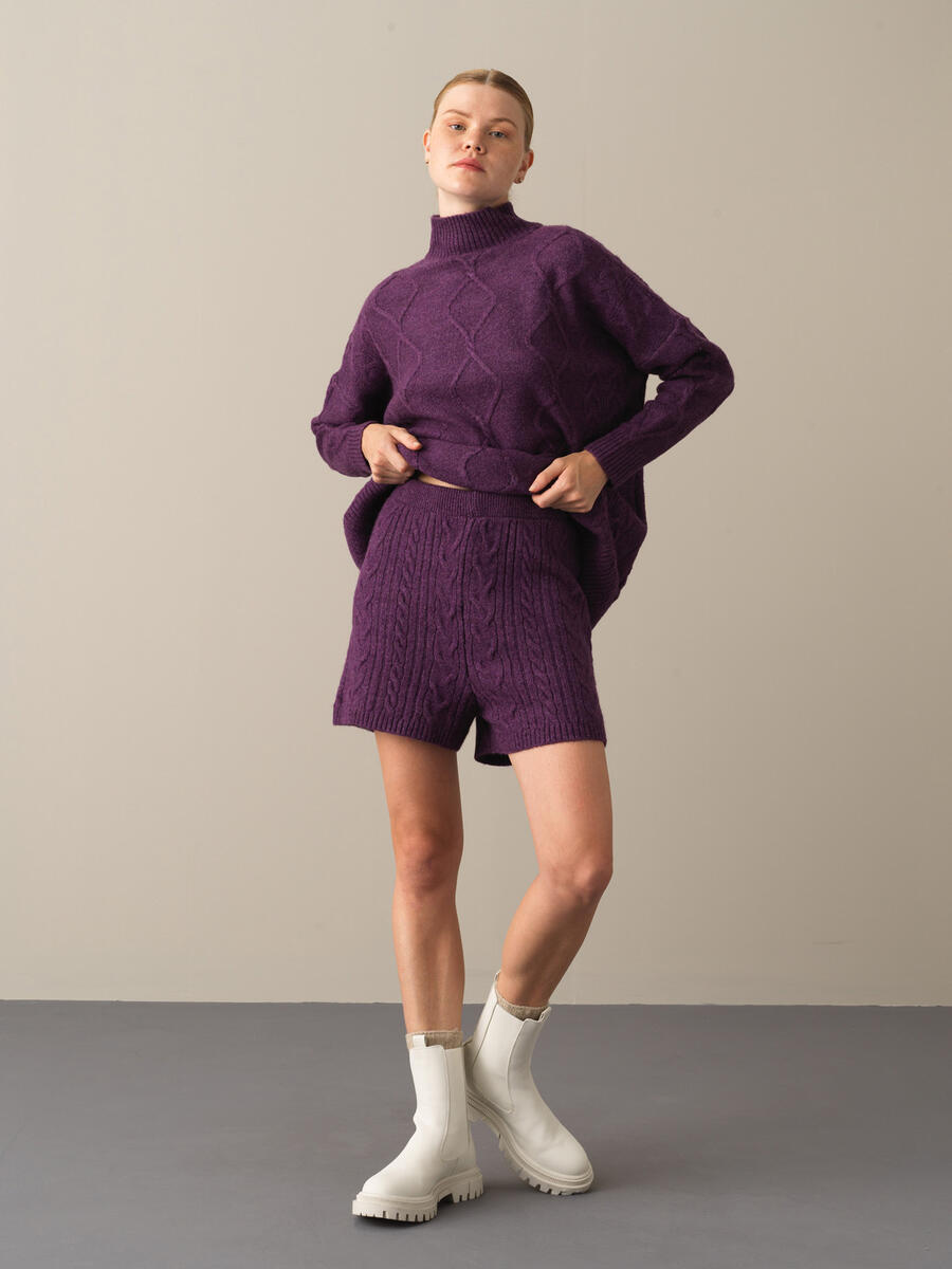 High Waist Regular Fit Knitted Shorts - 2