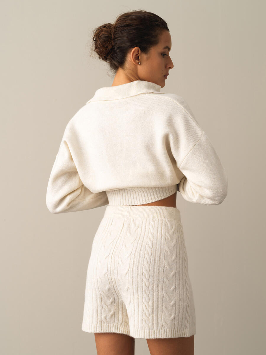 High Waist Regular Fit Knitted Shorts - 3