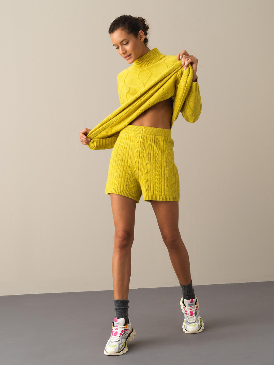 High Waist Regular Fit Knitted Shorts - 3