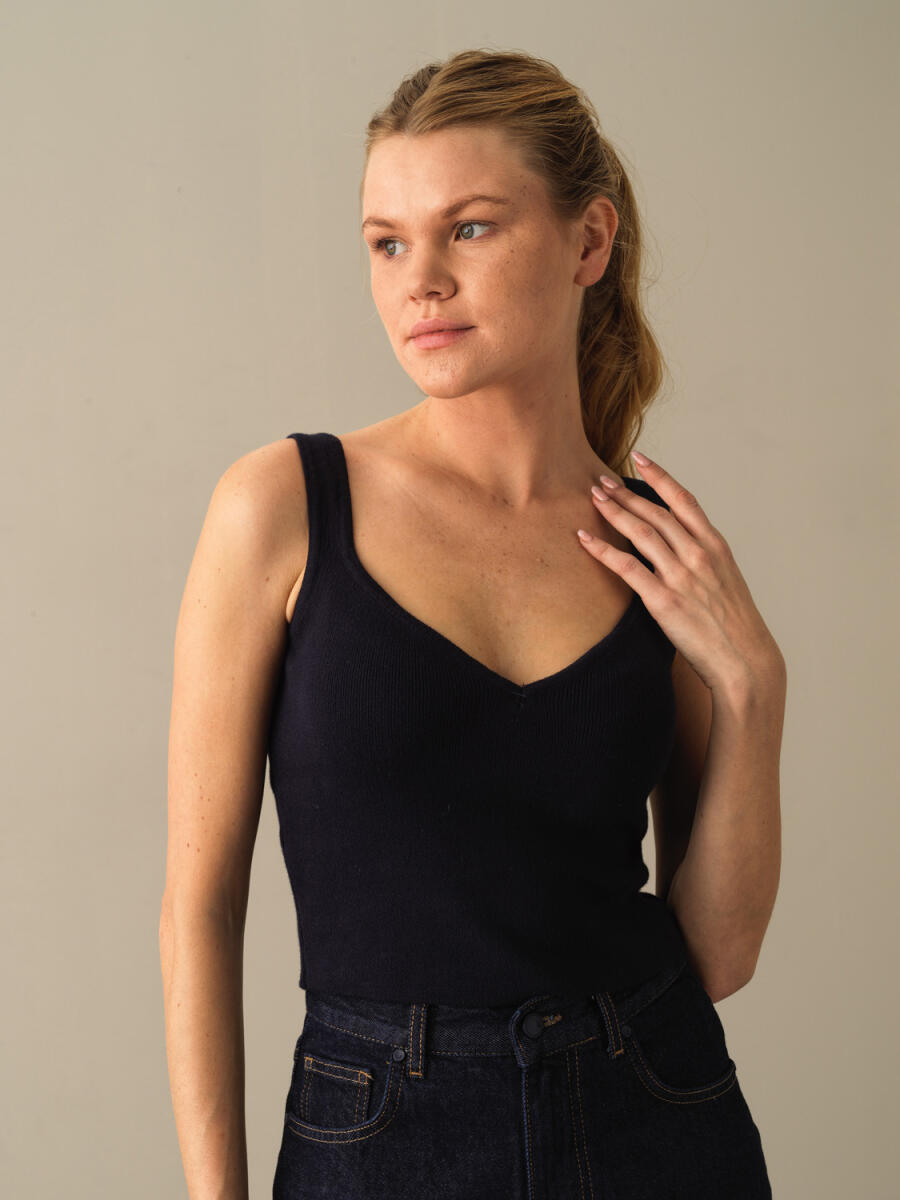 Cotton Slim Fit Knitted Basic Tank Top