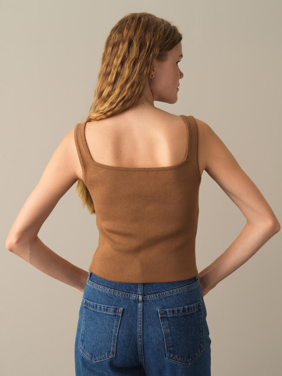 Cotton Slim Fit Knitted Basic Tank Top - 3