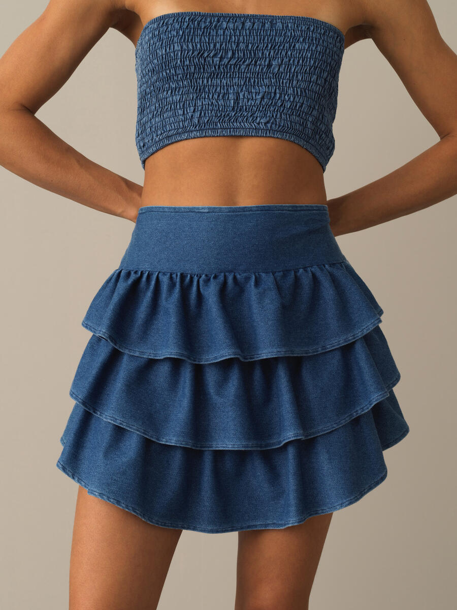 Cotton Regular Fit Skirt with Shorts