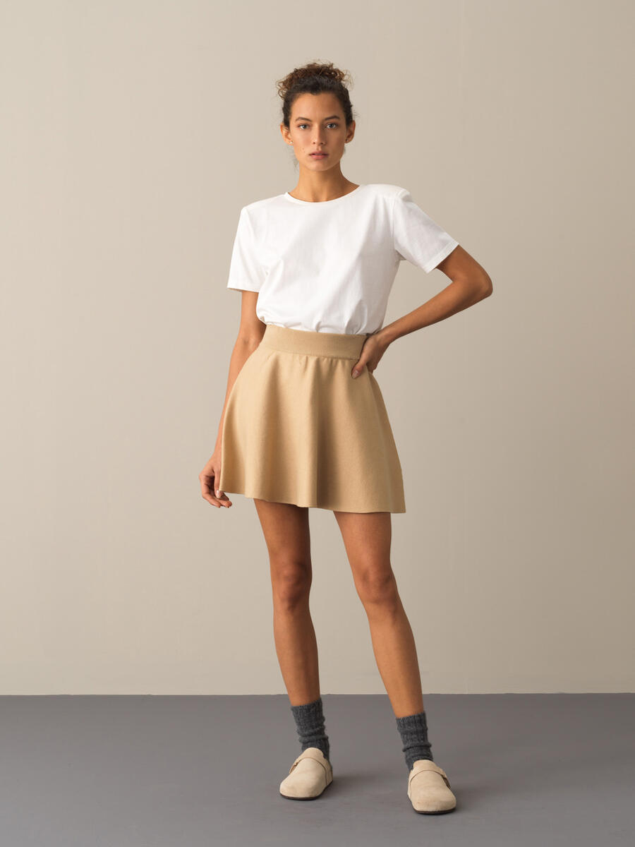 Elastic Waist Regular Fit Knitted Skirt - 2