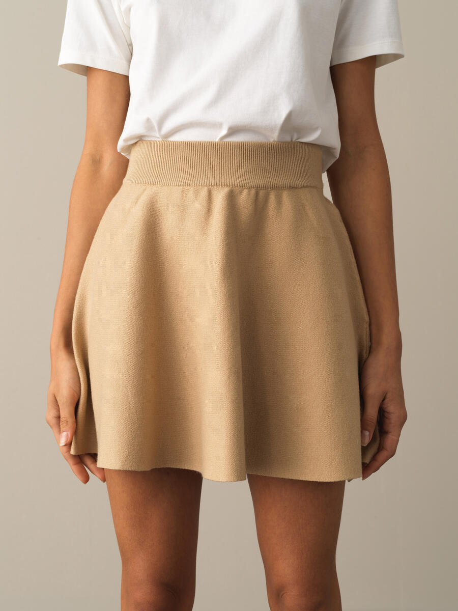 Elastic Waist Regular Fit Knitted Skirt