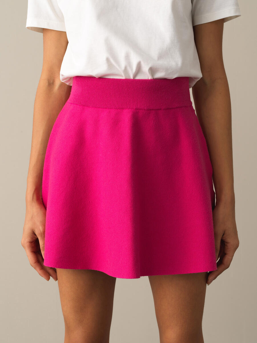 Elastic Waist Regular Fit Knitted Skirt