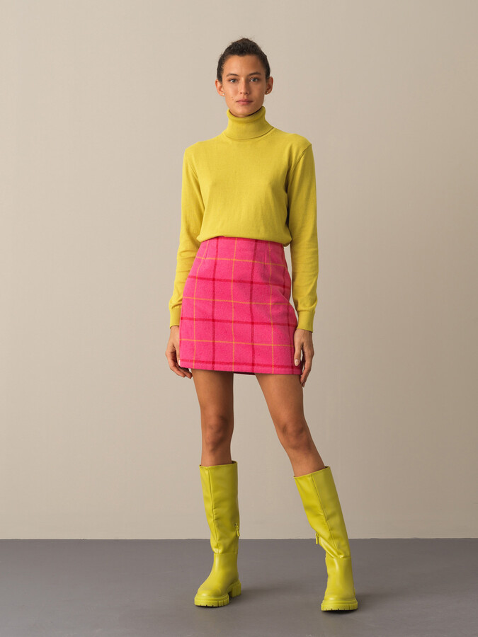 High Waist Regular Fit Checked Mini Skirt - Xint