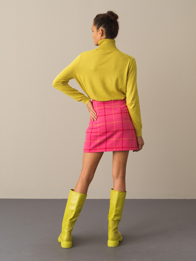 High Waist Regular Fit Checked Mini Skirt - Xint