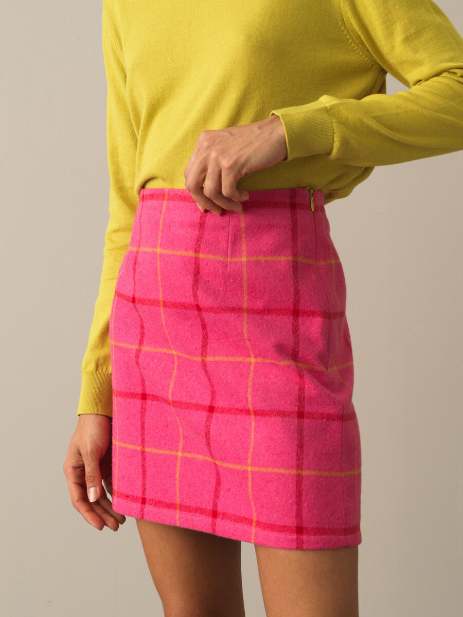 High Waist Regular Fit Checked Mini Skirt