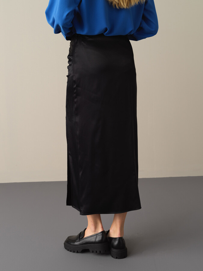 Regular Fit Satin Slit Skirt - Xint