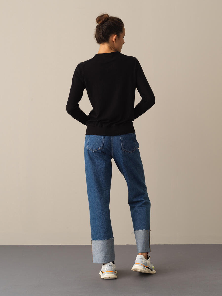 100% Cotton Regular Fit Basic Sweater - 4