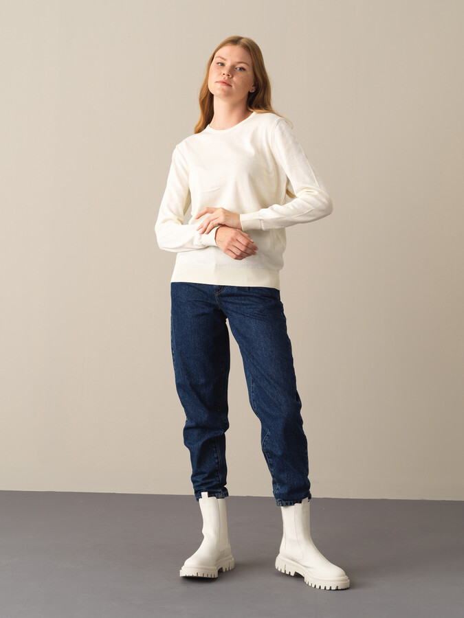100% Cotton Regular Fit Basic Sweater - Xint