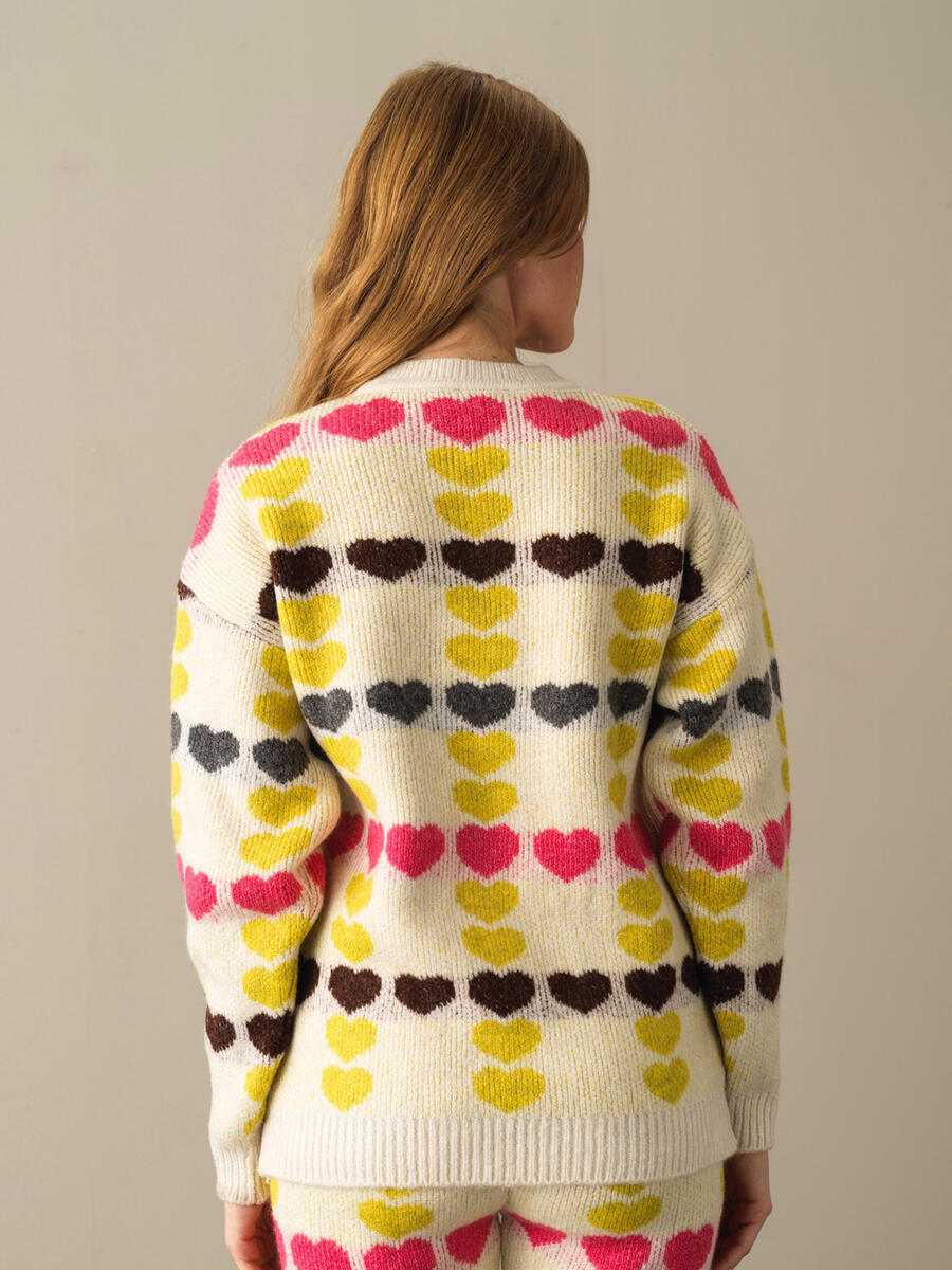 Crew Neck Oversized Patterned Sweater - 5