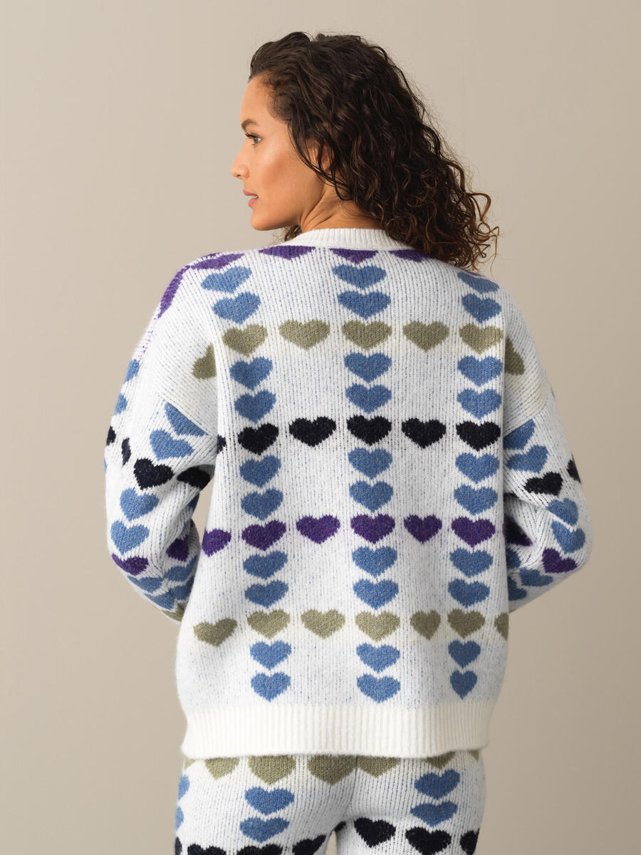 Crew Neck Oversized Patterned Sweater - 4