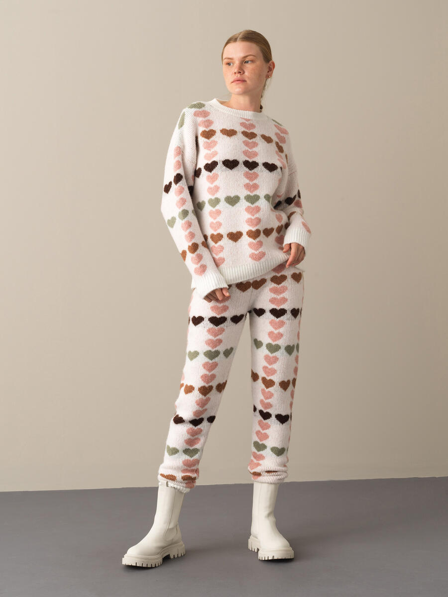 Crew Neck Oversized Patterned Sweater - 2