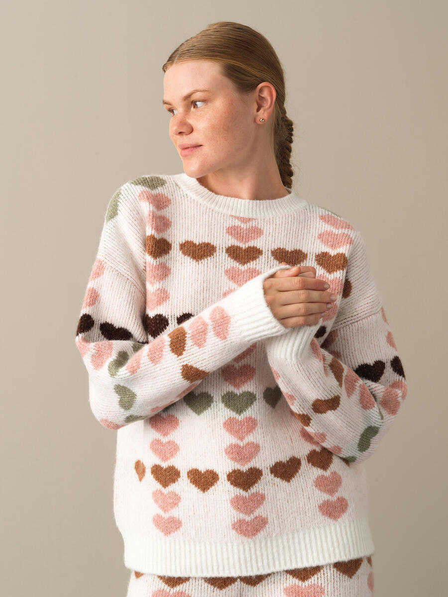 Crew Neck Oversized Patterned Sweater