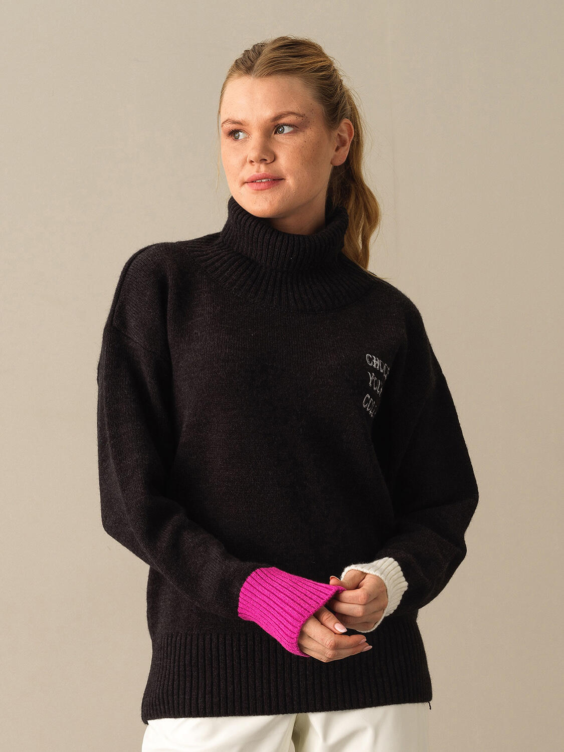 Fisherman Neck Big Oversized Sweater - 1