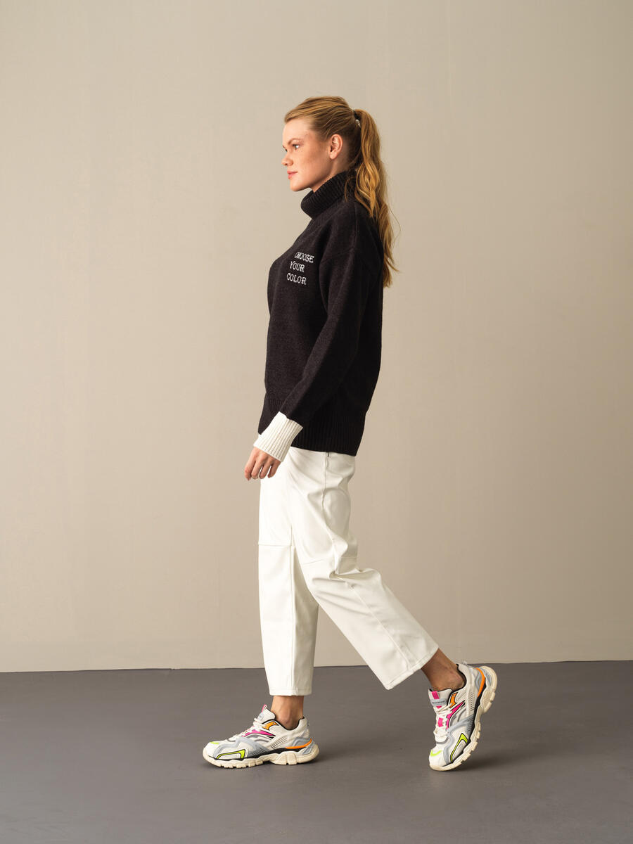 Fisherman Neck Big Oversized Sweater - 3