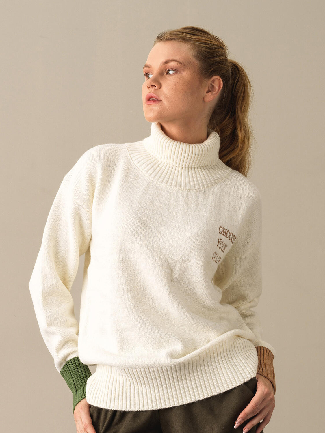 Fisherman Neck Big Oversized Sweater - 1