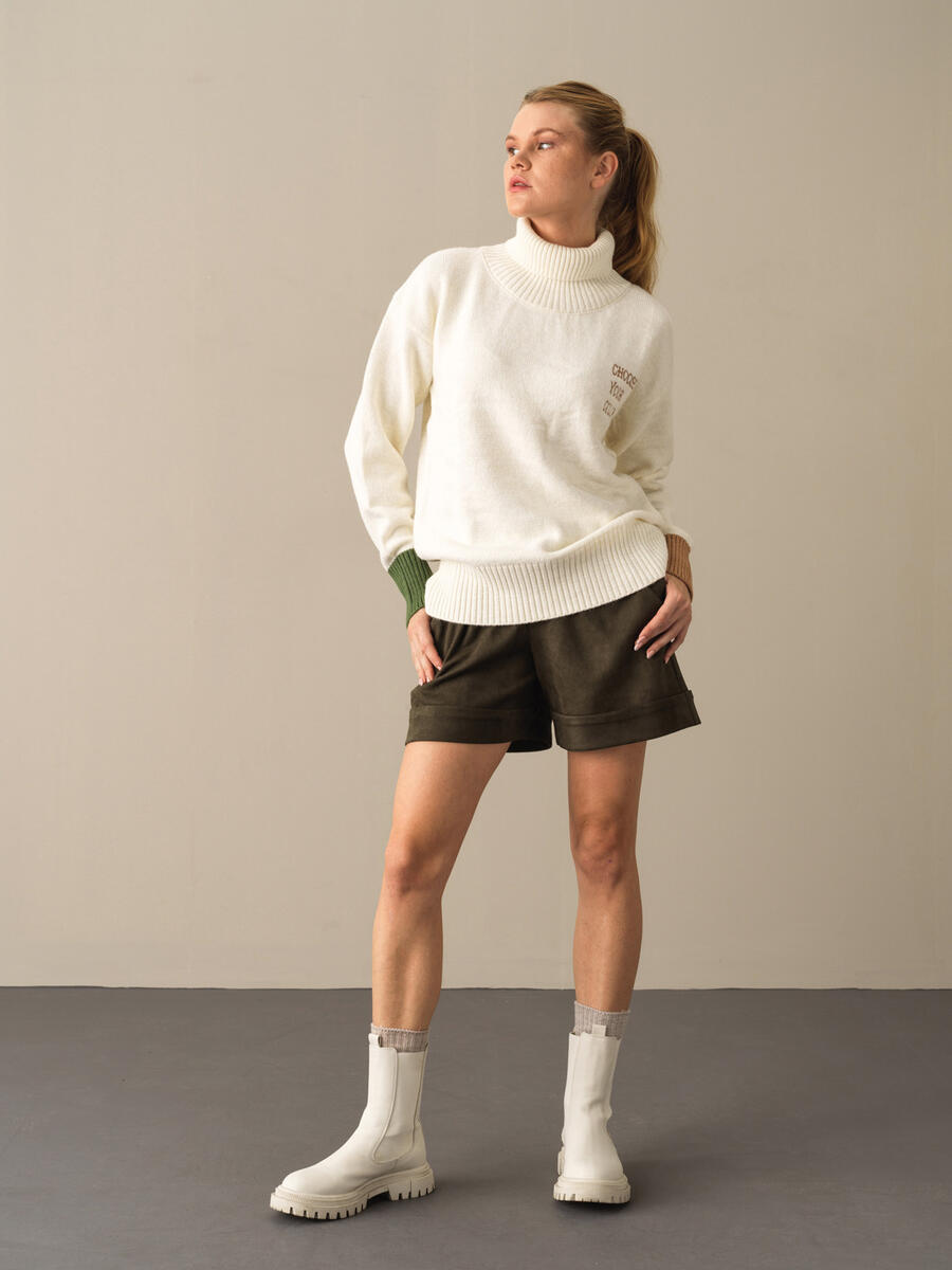 Fisherman Neck Big Oversized Sweater - 2