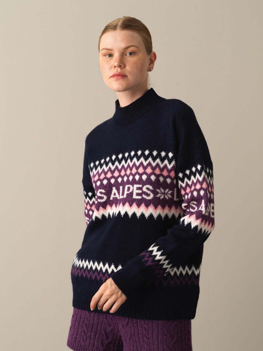 Half Turtleneck Regular Fit Patterned Sweater