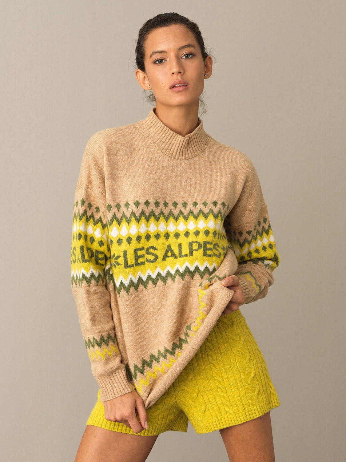 Half Turtleneck Regular Fit Patterned Sweater - Xint