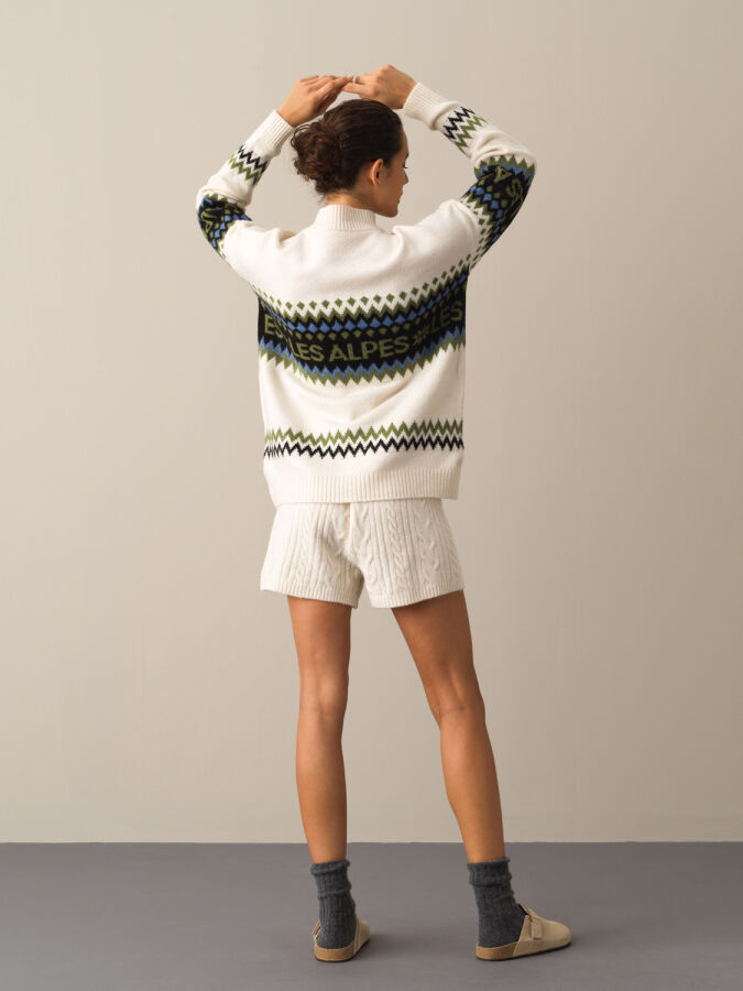 Half Turtleneck Regular Fit Patterned Sweater - 3