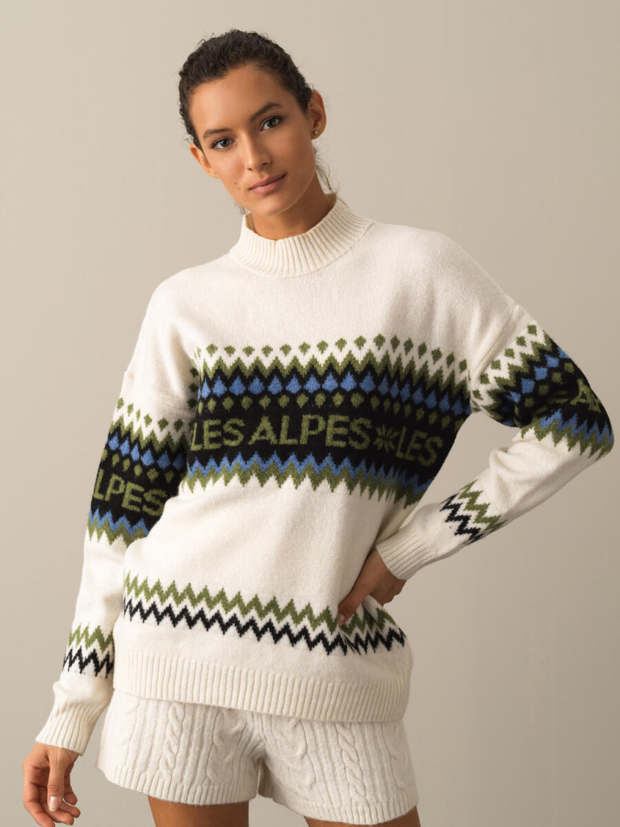 Half Turtleneck Regular Fit Patterned Sweater