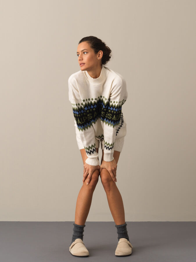Half Turtleneck Regular Fit Patterned Sweater - 2