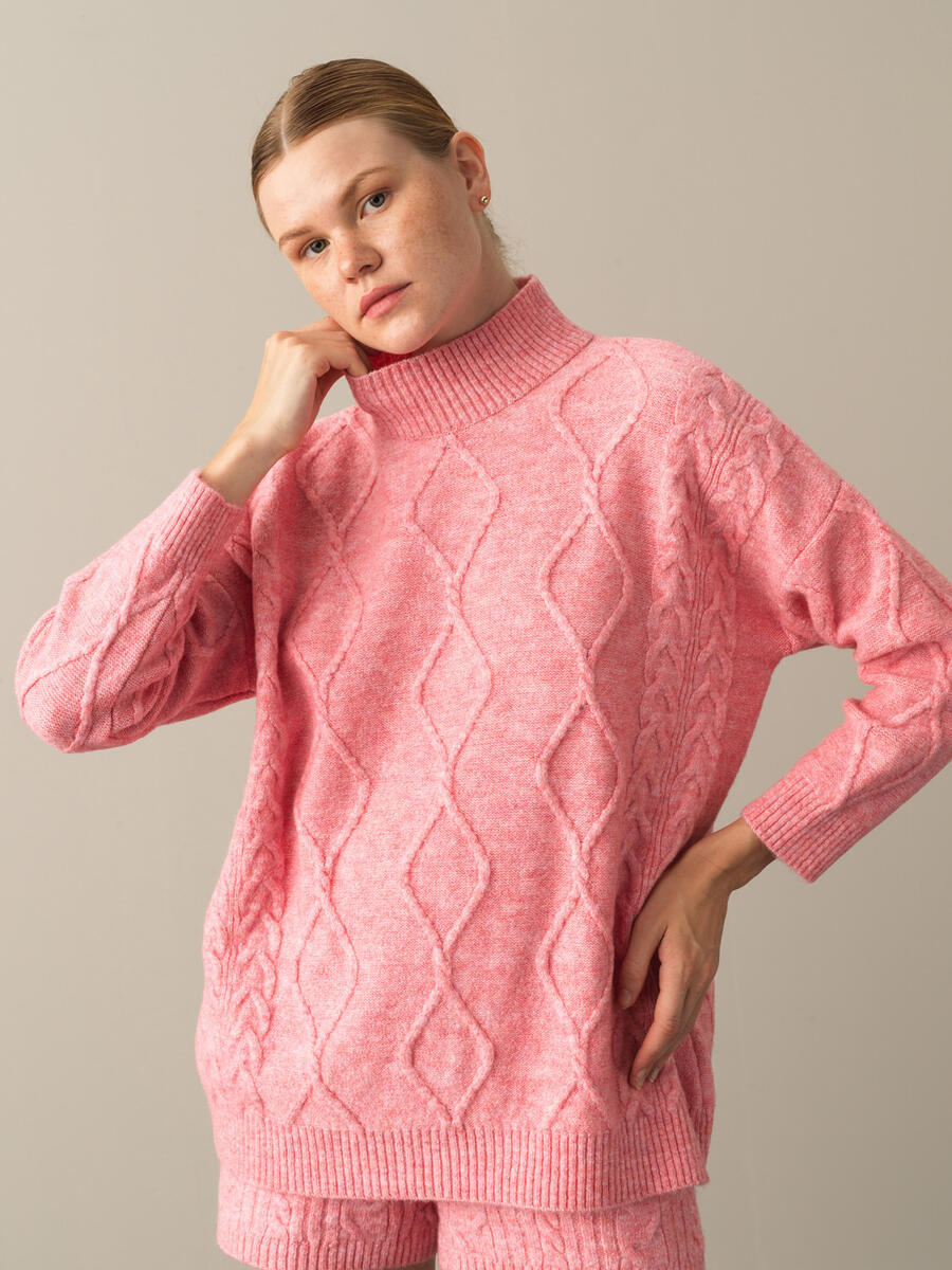 High Neck Oversized Sweater - 1