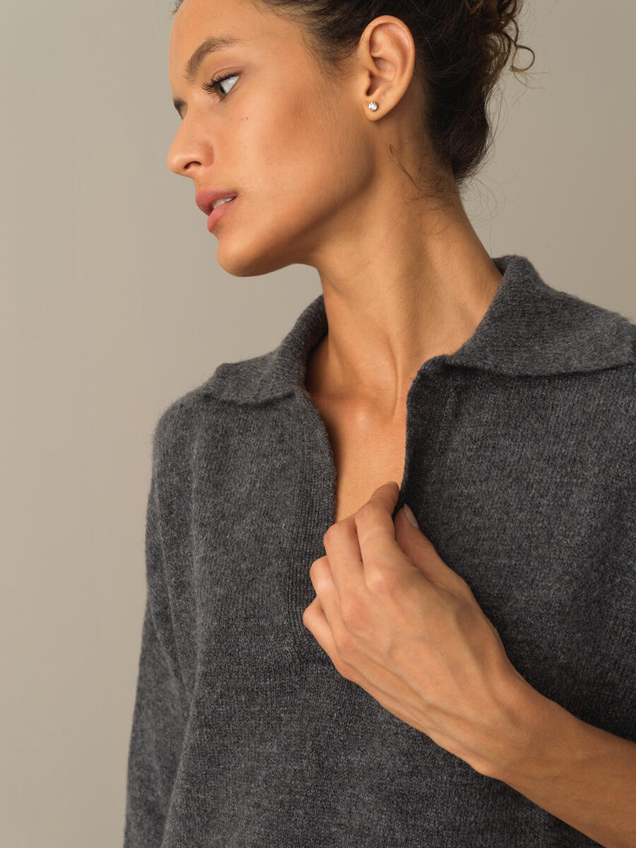 Open V-Neck Oversized Pocket Sweater - 3