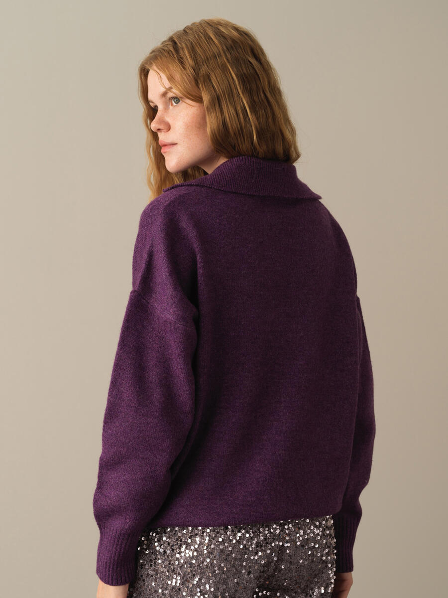 Open V-Neck Oversized Pocket Sweater - 3