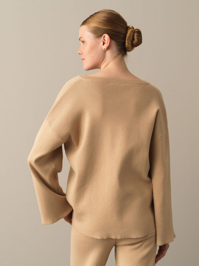 Open V-Neck Oversized Sweater - Xint