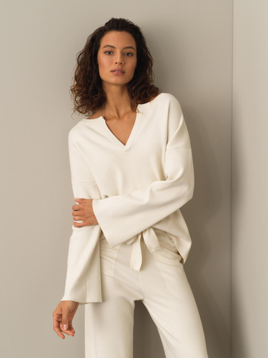 Open V-Neck Oversized Sweater