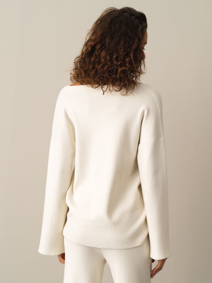 Open V-Neck Oversized Sweater - Xint