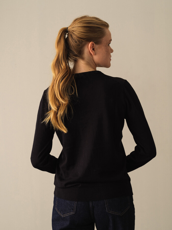 V-Neck 100% Cotton Regular Fit Basic Sweater - Xint