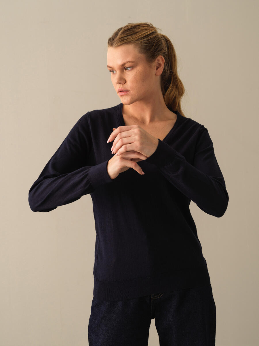 V-Neck 100% Cotton Regular Fit Basic Sweater