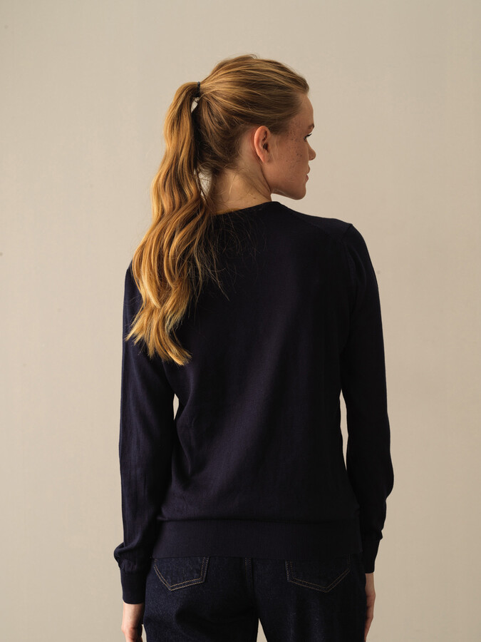 V-Neck 100% Cotton Regular Fit Basic Sweater - Xint