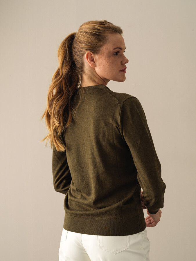 V-Neck 100% Cotton Regular Fit Basic Sweater - Xint