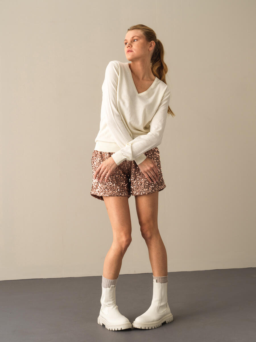 V-Neck 100% Cotton Regular Fit Basic Sweater - 3