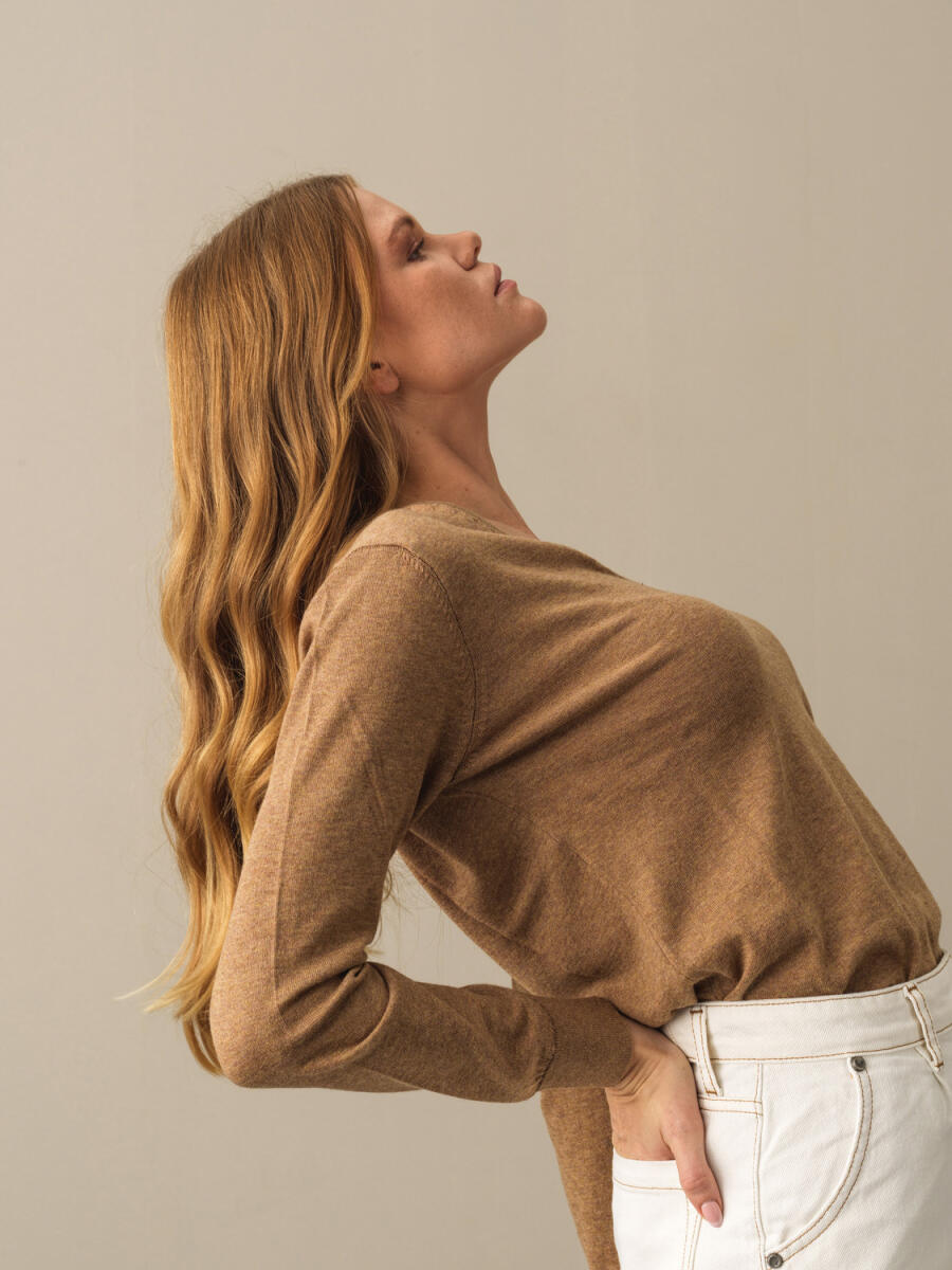 V-Neck 100% Cotton Regular Fit Basic Sweater - 3