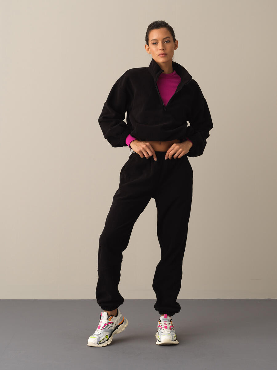 Oversized Cuffed Fleece Sweat Pants - 2