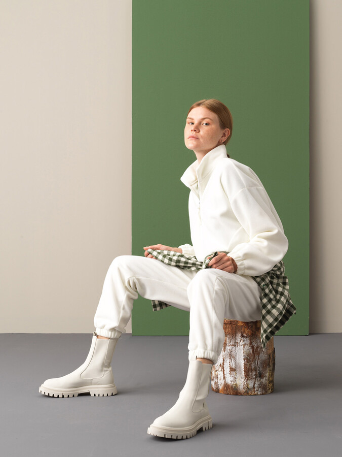 Oversized Cuffed Fleece Sweat Pants - Xint