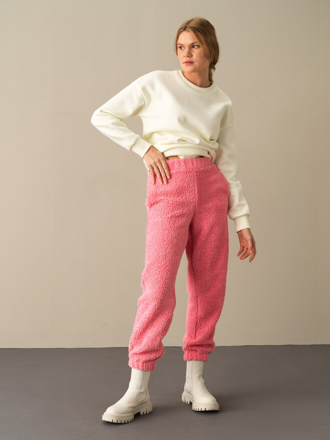 Oversized Pocketed Fleece Sweat Pants - Xint