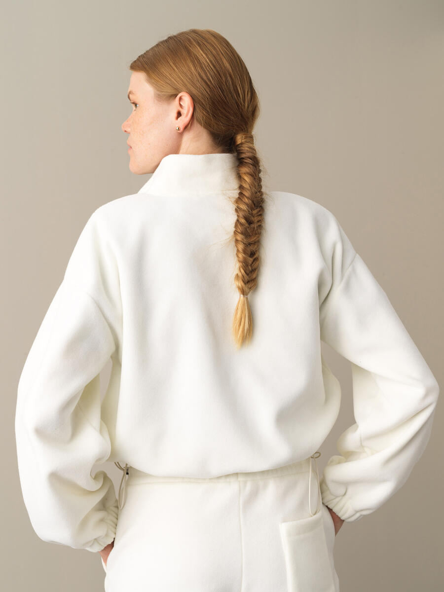 High Neck Oversized Fleece Sweatshirt - 4