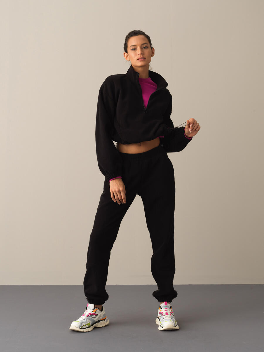 High Neck Oversized Fleece Sweatshirt - 2