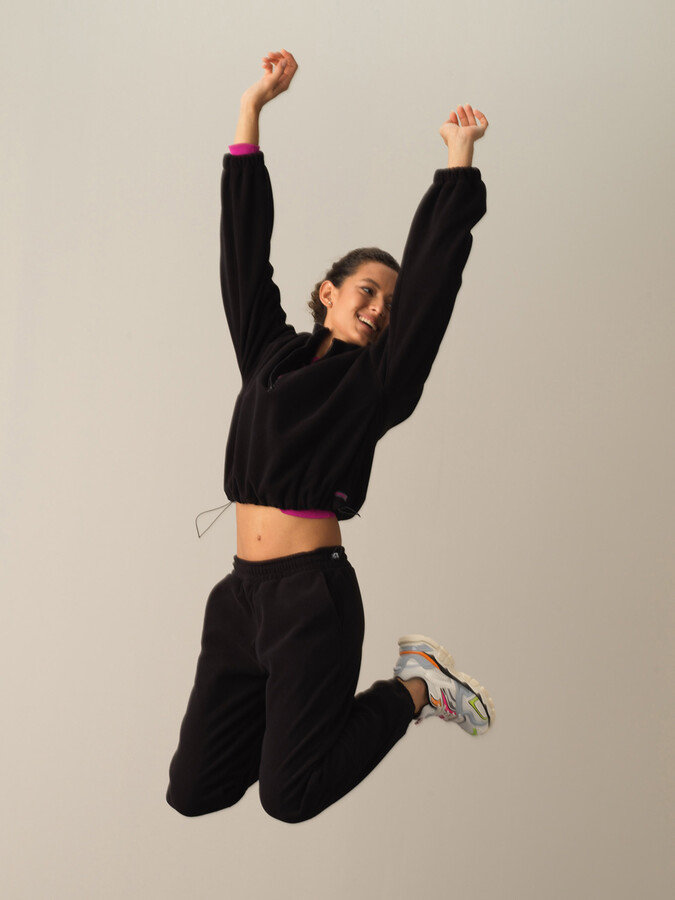 High Neck Oversized Fleece Sweatshirt - Xint