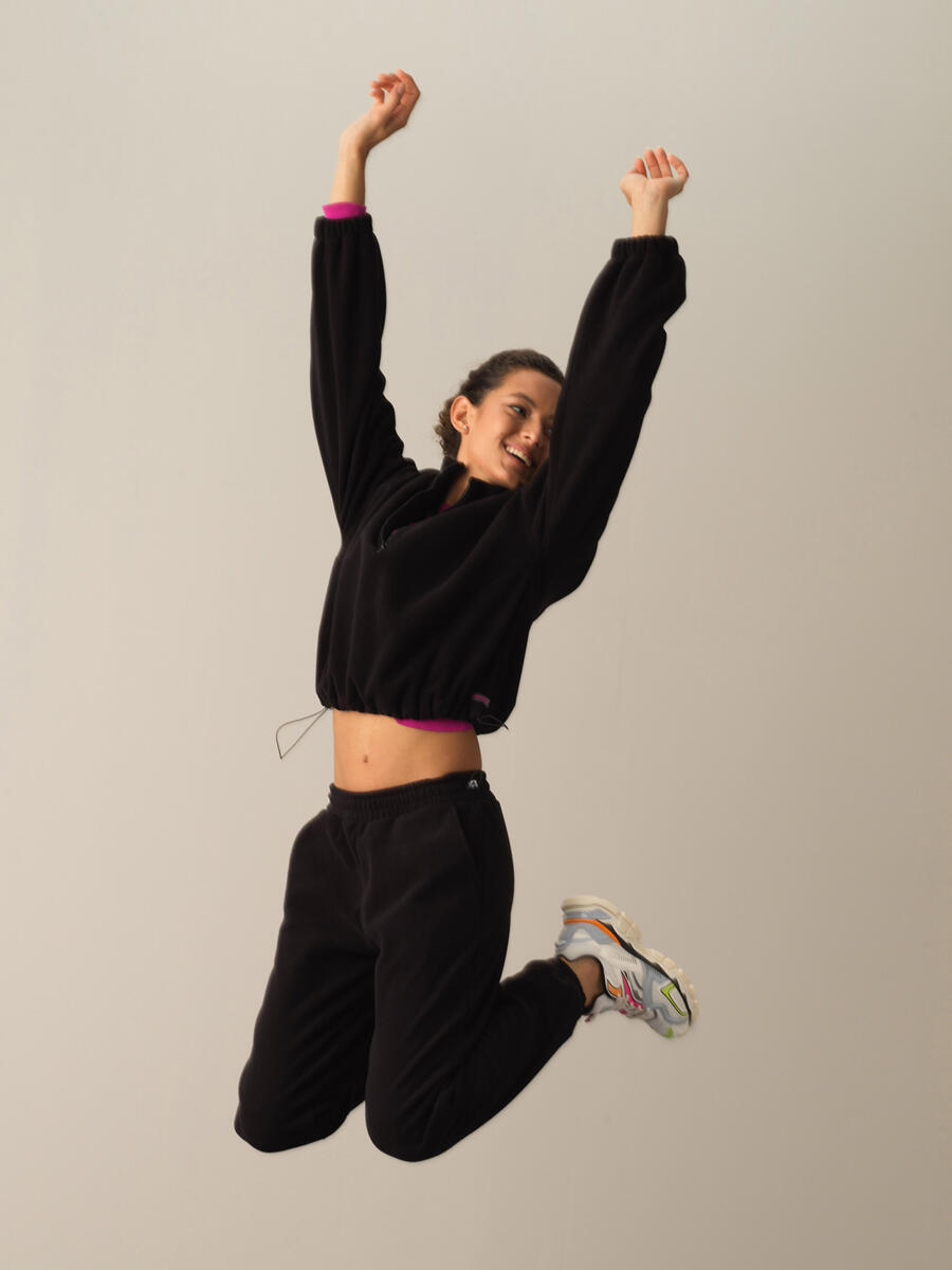 High Neck Oversized Fleece Sweatshirt - 4