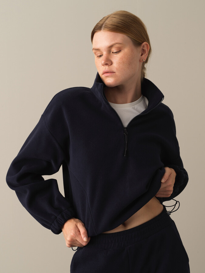 High Neck Oversized Fleece Sweatshirt - Xint
