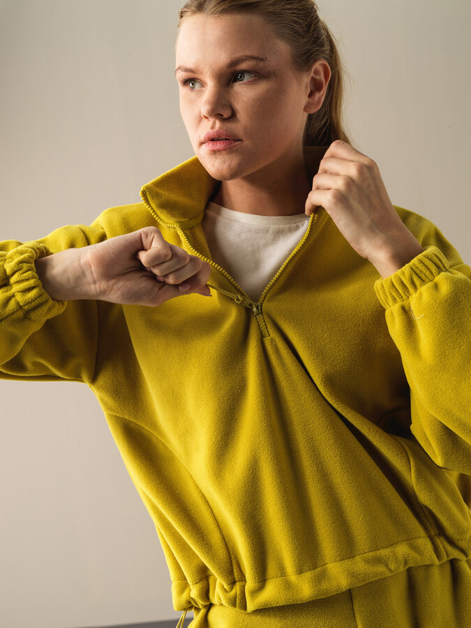 High Neck Oversized Fleece Sweatshirt - Xint