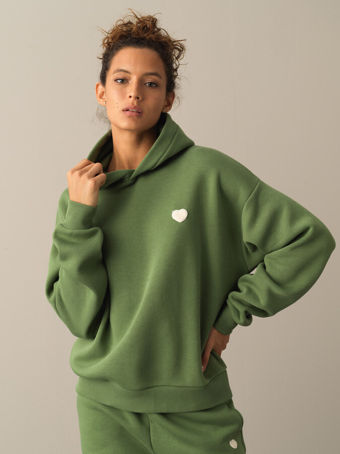 Hooded Cotton Oversized Basic Sweatshirt - Xint